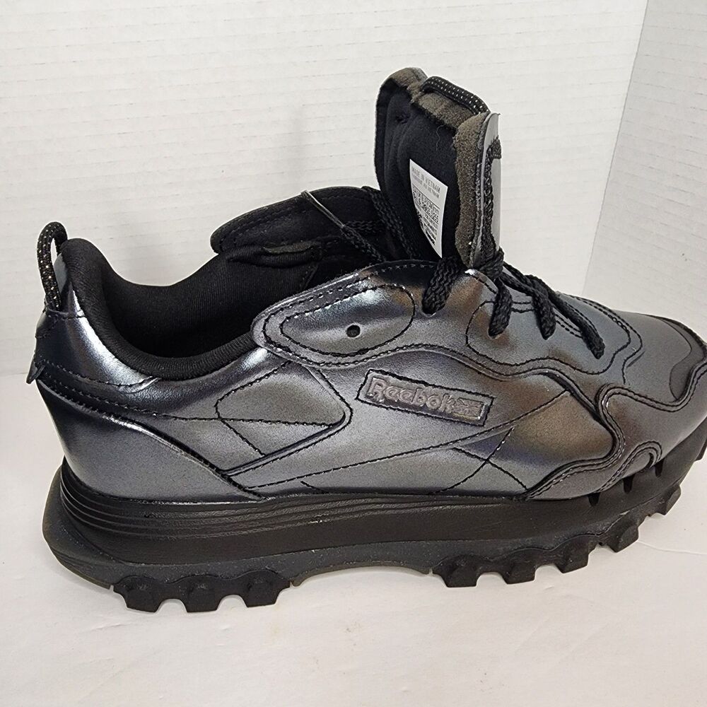 Reebok Cardi B Classic Leather Silver Sneakers Size 8.5 Womens - Picture 13 of 16